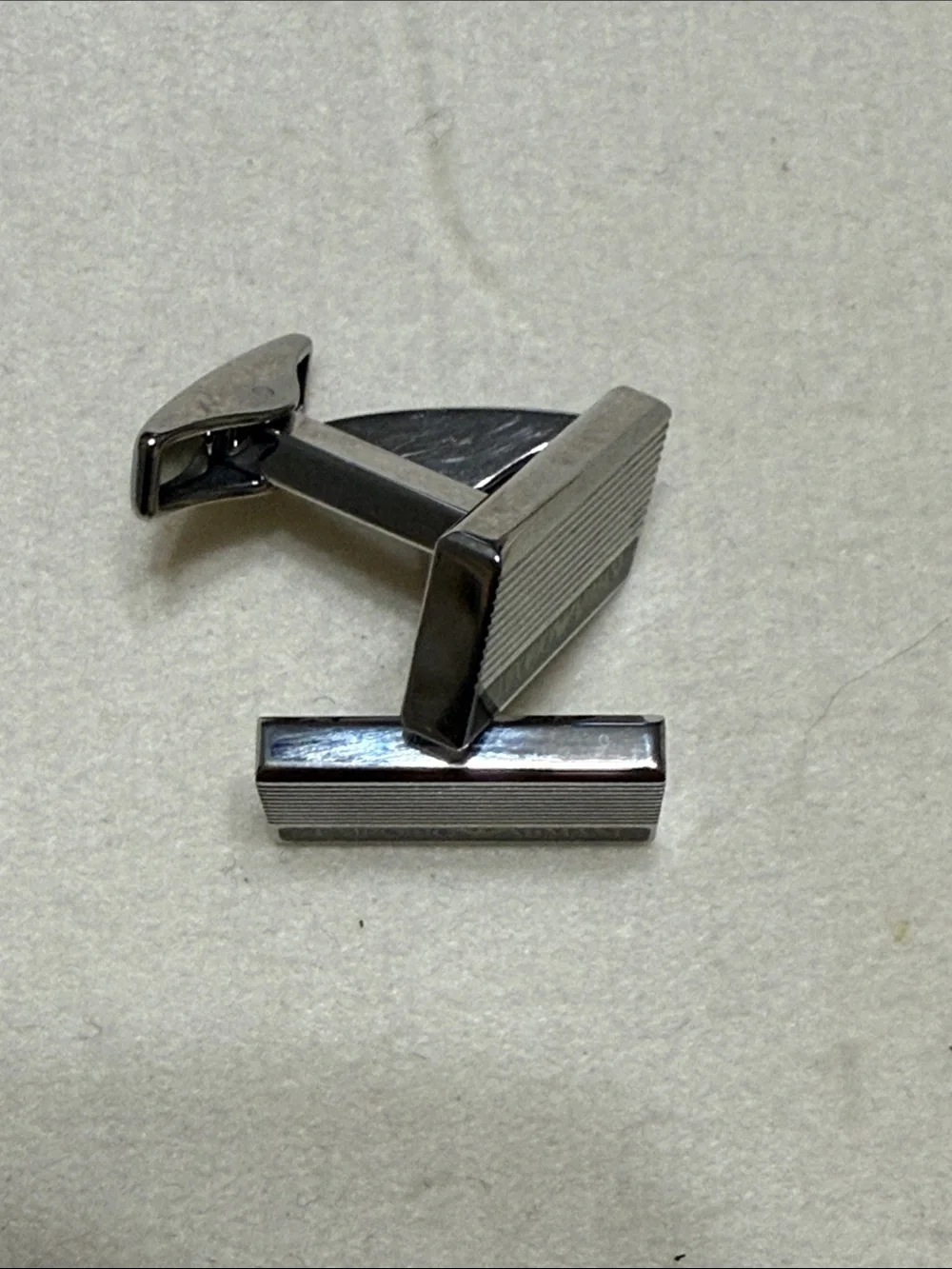 Emporio Armani Silver and Black Striped Logo Cufflinks